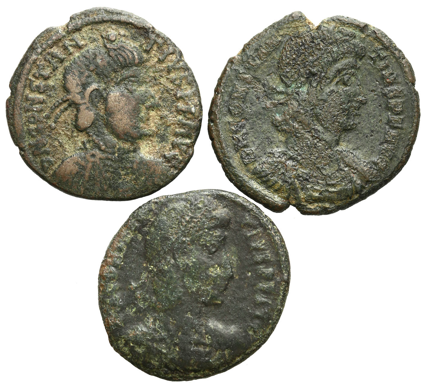 Cesarstwo Rzymskie, Lot 3 sztuk Majorin Konstancjusz II 337–361 n.e.